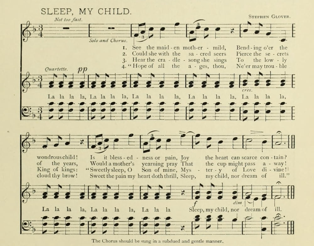 Sleep my Child Christmas in Song 1891 Canvas Art - (18 x 24)