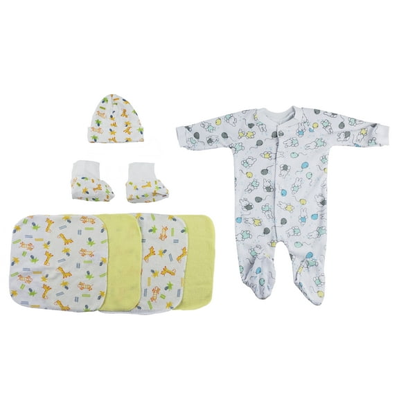 Sleep-n-Play, Cap Booties and Washcloths - 7 Pc Set