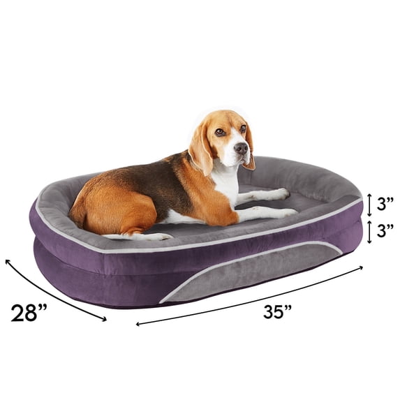 Ophanie Purple Luxury Sofa-Style Pet Orthopedic Bed for Medium Dogs – Removable Machine-Washable Plush Cover, 4-Sided Bolster, Non-Slip Bottom, Size 35"x28"x6"
