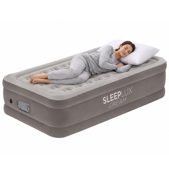 SleepLux Dream AlwayzAire Twin Air Mattress, 18 in, Built-in Electric Pump, Inflatable Indoor Guest Bed