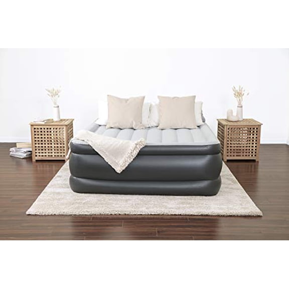 SleepLux Queen Air Mattress with Built-in AC Pump | 22" Raised Inflatable Airbed | Includes Built-in Pillow and USB Charge Port | Best Back and Shoulder Support | Durable Tritech Material