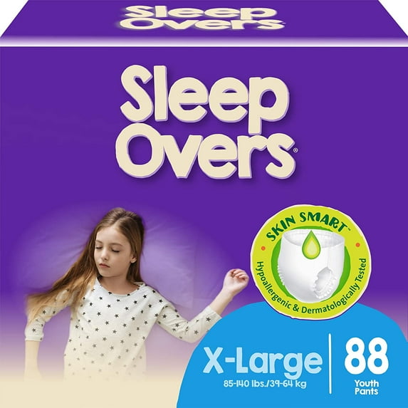 SleepOvers by Cuties, Bedwetting Underwear for Girls and Boys, X-Large 85-140 lbs, 88 Count