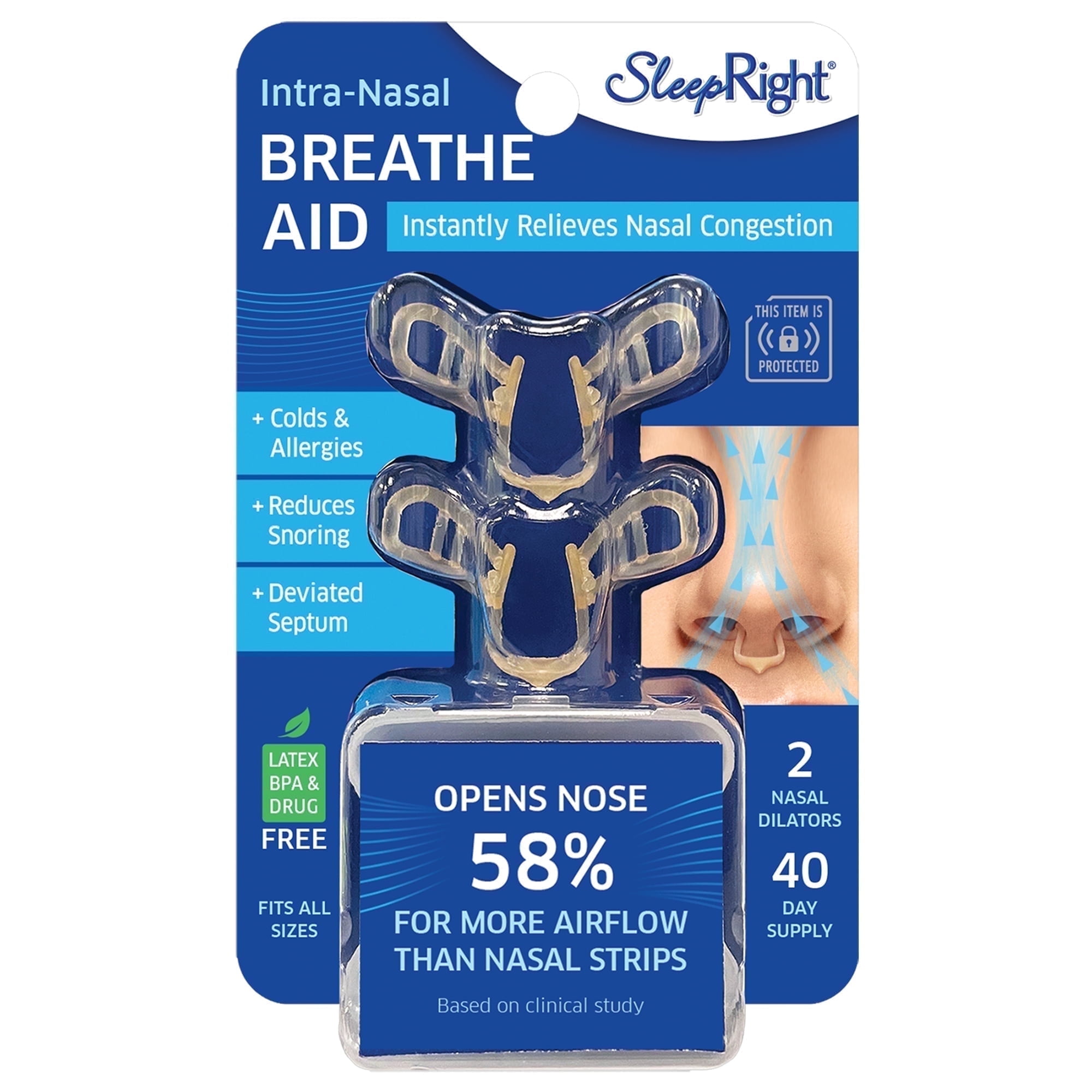 SleepRight Snore Stopper Breathe Aid, 40 Day Supply, 2-Count