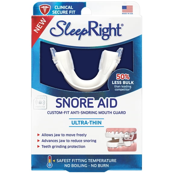 SleepRight Snore Aid Mouthguard, FDA-Approved for Snoring, Includes Top & Bottom Trays & Case, 1 Count