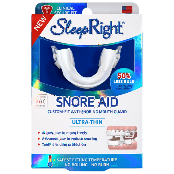 SleepRight Snore Aid – Mouthguard, FDA-Approved for Snoring, Includes Top & Bottom Trays & Case, 1 Count