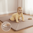 thumbnail image 1 of Sleepah Baby Play Mat for Floor 50" x 50" – Waterproof Vegan Leather Tummy Time Mat – Easy to Clean with Removable Cover – Foam Support with Non-Slip Bottom for Infant, Kids & Toddler Crawling - Tan, 1 of 10