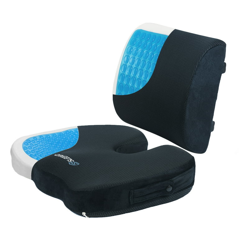 Gel Memory Foam Seat Cushion with Chair Ties - Orthopedic Seat Pad