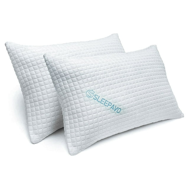 Sleepavo Shredded Memory Foam Cooling Bed Pillows Queen Size 2Pack Soft Firm Bed Pillows for