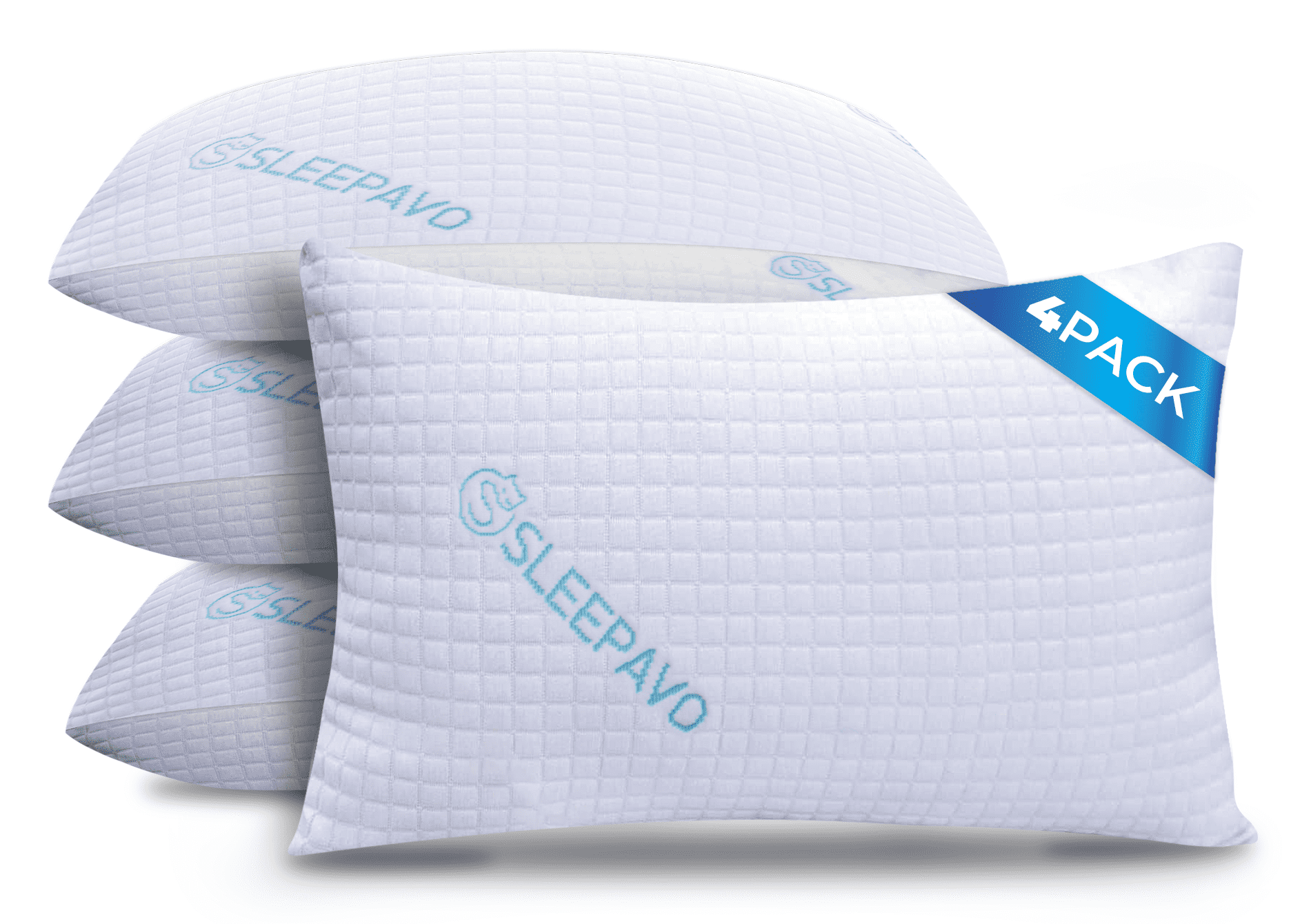 Sleepavo Shredded Memory Foam Cooling Bed Pillows Queen Size Set of 4