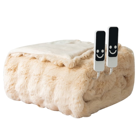 Sleepbella Electric Blanket with Temperature and Time Control,1-12 Hour Auto-off ,5 Temperature Levels,Full Size with Controller,Queen Size Two Controllers,PTC+NTC Overheat Protection