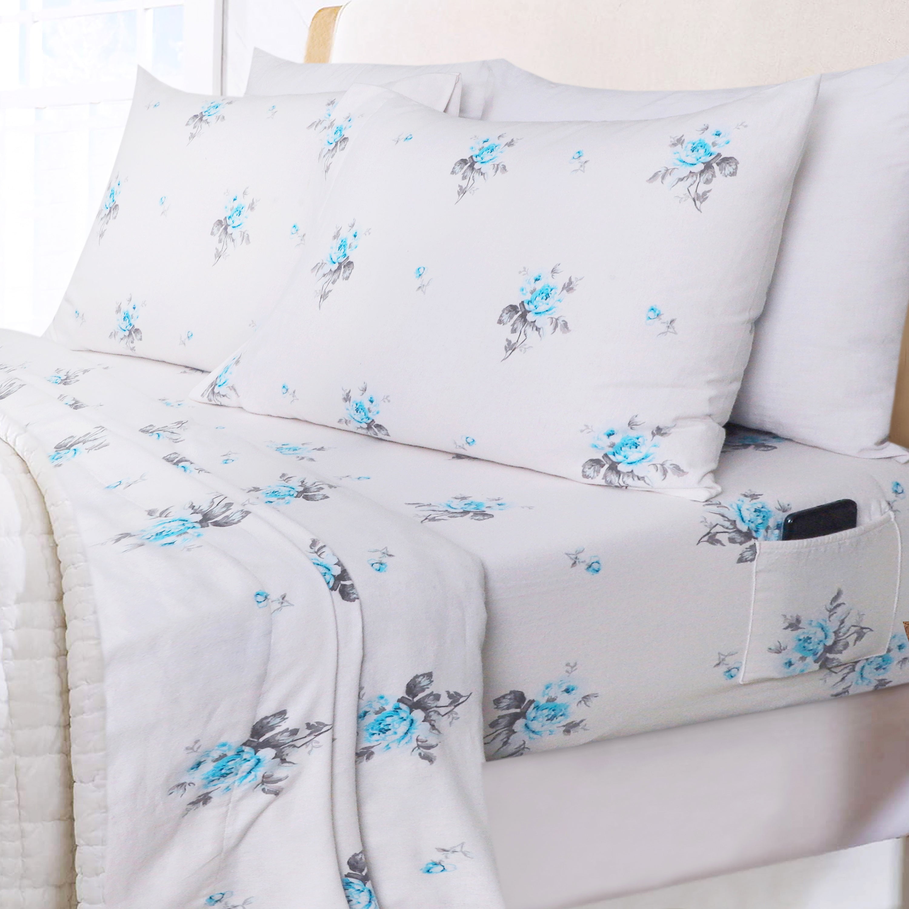 Sleepdown 100 Cotton Flannel Sheets Cal King Size Bed Sheets Set with