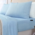thumbnail image 1 of Sleepdown 100% Cotton Flannel Sheets Cal King Size Bed Sheets Deep Pockets Brushed Flannel with Elastic Fitted Sheet Set Soft & Cozy Sheets 4 Pc Bedding and Pillowcase set, Blue Ticking Stripe, 1 of 6