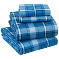 thumbnail image 1 of Sleepdown 100% Cotton Flannel Sheets Full Size Bed Sheets Set with Deep Pockets, Brushed Flannel with Elastic Fitted Sheet Set, Soft & Cozy Sheets, 4 Pc Bedding and Pillowcase set, Dark Blue Plaid, 1 of 7