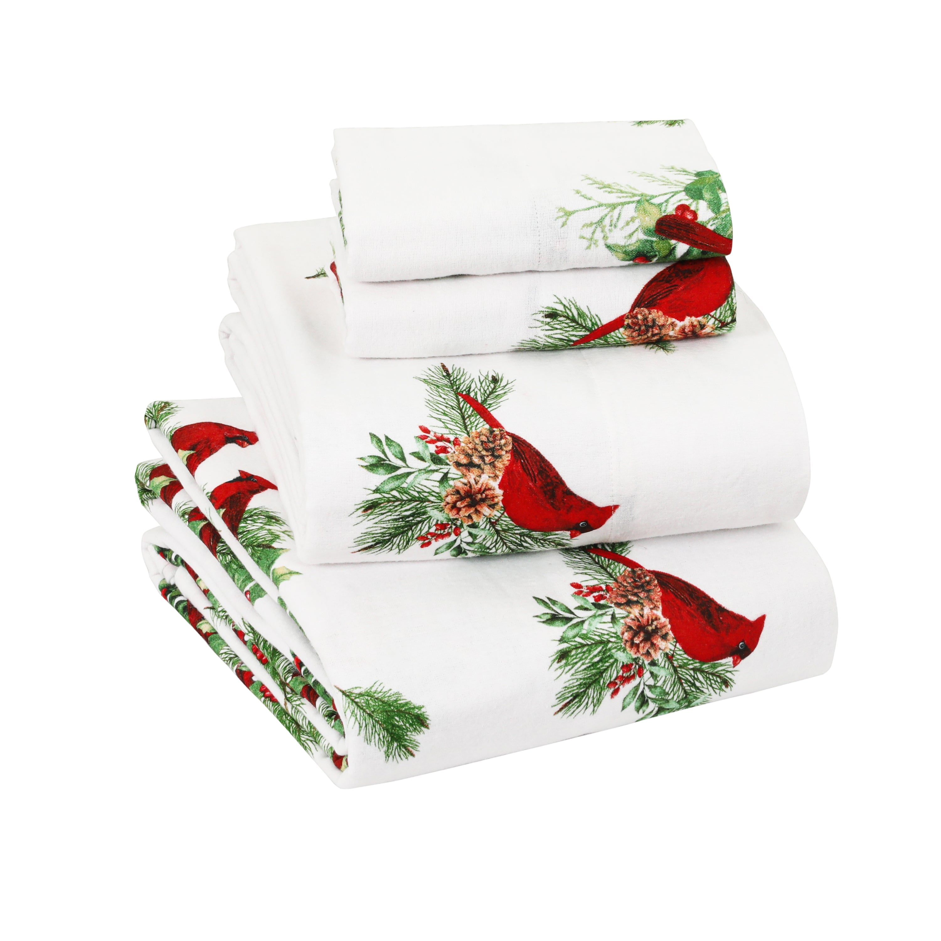 Full Size Gray and Red Cotton Flannel Sheet Set