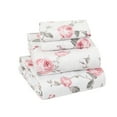 thumbnail image 1 of Sleepdown 100% Cotton Flannel Sheets Full Size Bed Sheets Set with Deep Pockets, Brushed Flannel with Elastic Fitted Sheet Set, Soft & Cozy Sheets - 4 Piece Bedding and Pillowcase set - Blush Floral, 1 of 7