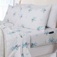 thumbnail image 1 of Sleepdown 100% Cotton Flannel Sheets Twin Size Bed Sheets Set with Deep Pockets, Brushed Flannel with Elastic Fitted Sheet Set, Soft & Cozy Sheets - 3 Piece Bedding and Pillowcase set, Blue Floral, 1 of 8