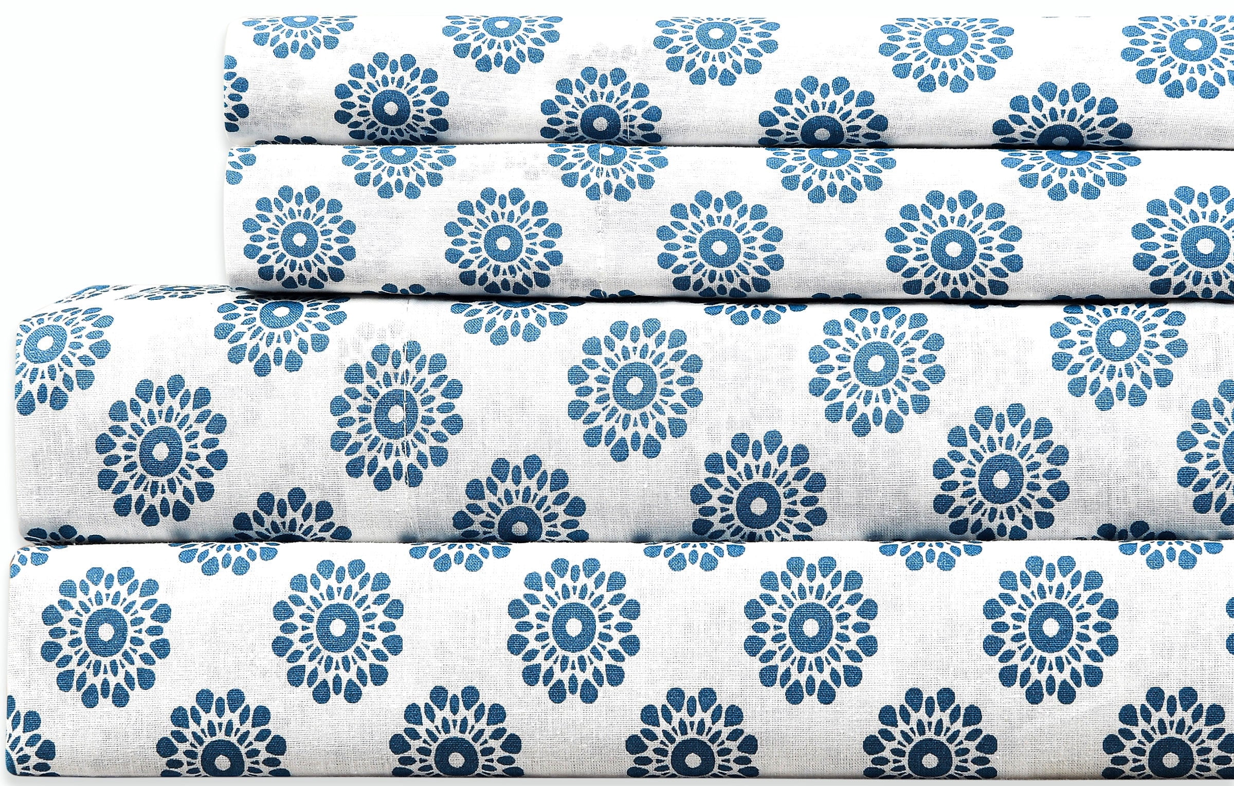 Sleepdown 100% Cotton Full Size Bed Sheets Set, 4 Piece Bedding and ...