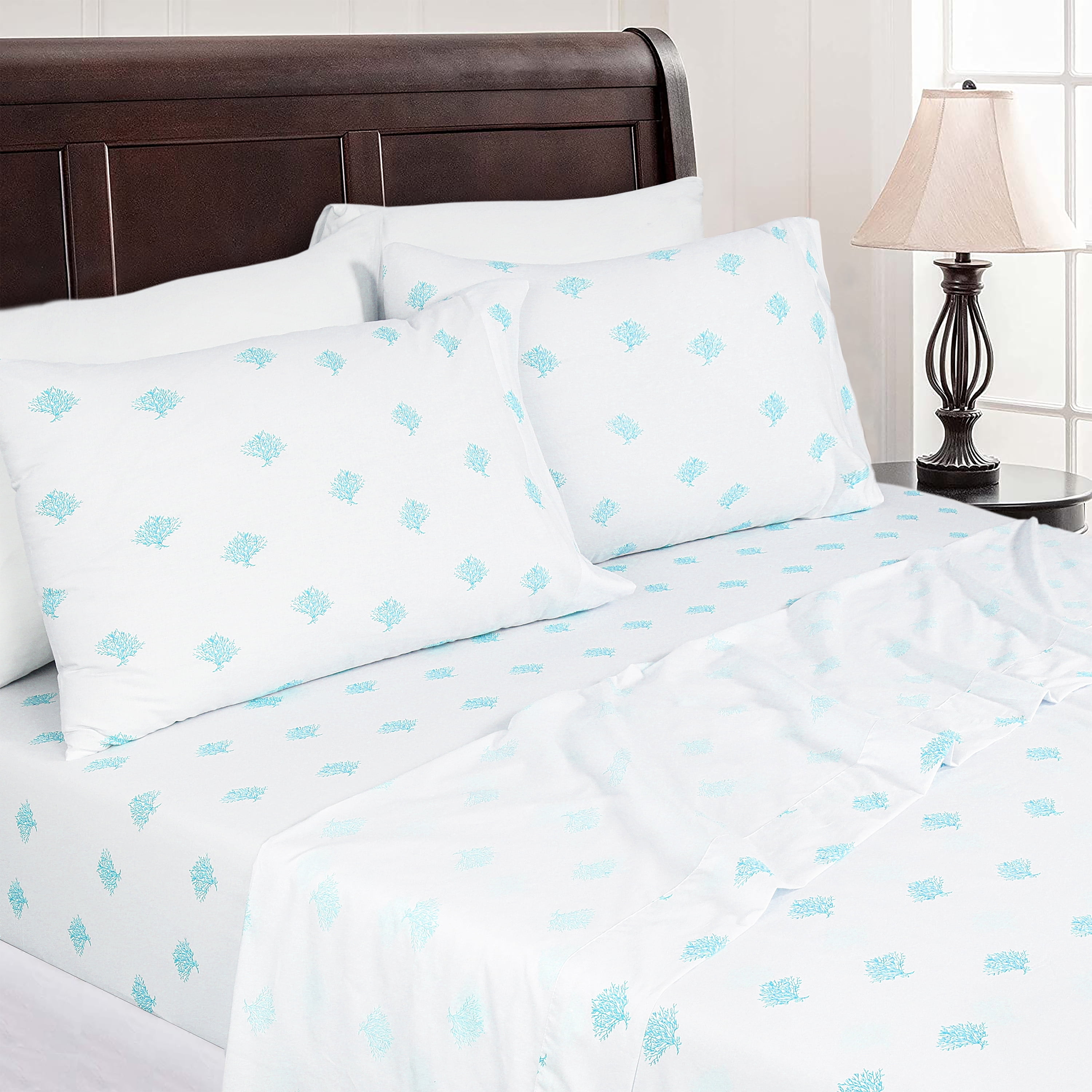 Sleepdown 100 Cotton Full Size Bed Sheets Set with Deep Pockets, Cozy Percale sheets with