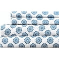 thumbnail image 1 of Sleepdown 100% Cotton King Size Bed Sheets Set with Deep Pockets, Cozy Percale sheets with Elastic Fitted Sheet Set Ultra Soft Cooling Sheets - 4 Piece Bedding and Pillowcase set, Mandalas Blue, 1 of 8