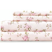Sleepdown 100% Cotton King Size Bed Sheets Set with Deep Pockets, Cozy Percale sheets with Elastic Fitted Sheet Set Ultra Soft Cooling Sheets - 4 Piece Bedding 