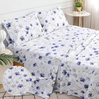 Sleepdown 100% Cotton Queen Size Bed Sheets Set with Deep Pockets, Cozy Percale sheets with Elastic Fitted Sheet Set Ultra Soft Cooling Sheets - 4 Piece Bedding and Pillowcase set, Lavender