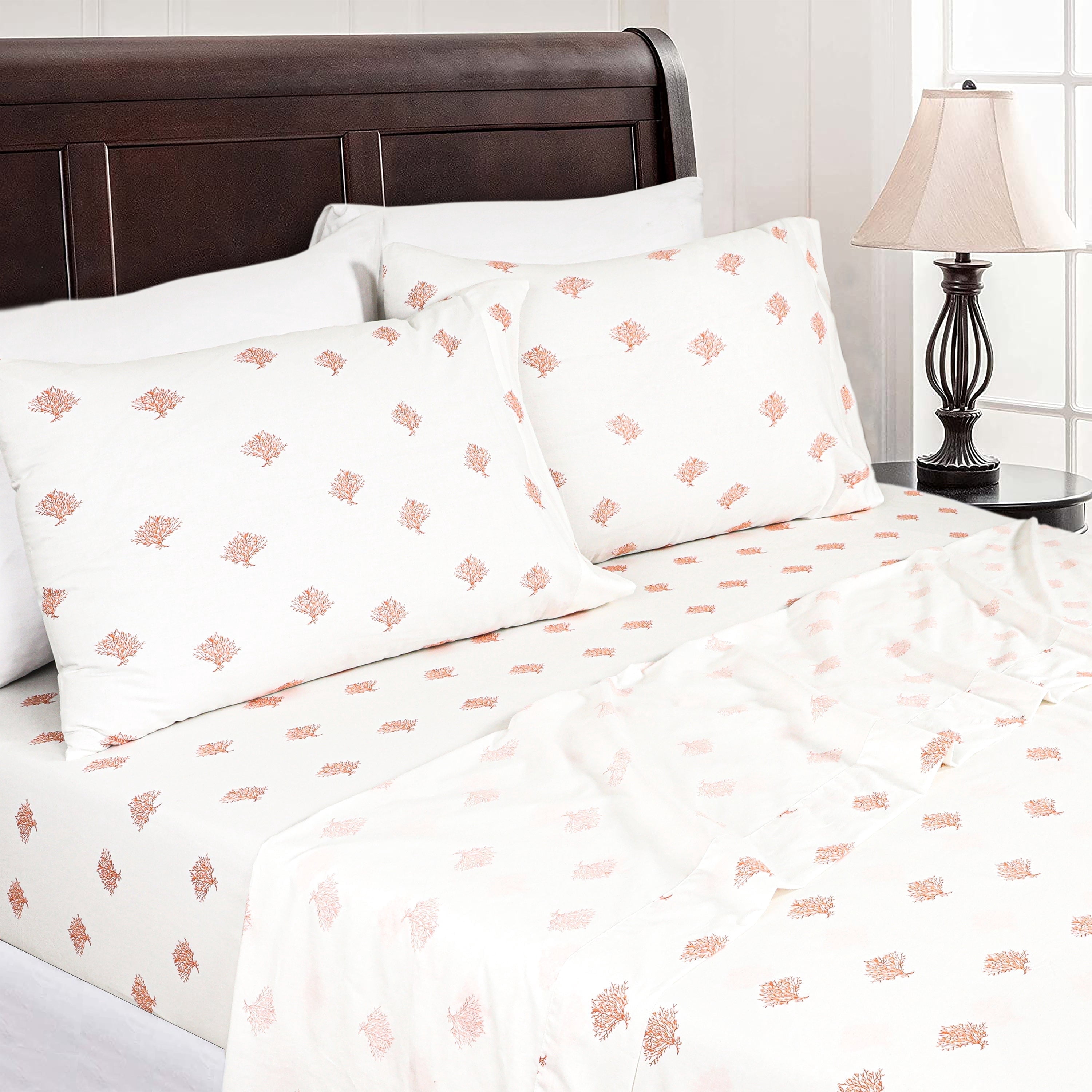 Sleepdown Queen Size 100% Cotton Bed Sheets Set with Deep Pockets, 4 ...