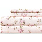 Sleepdown 100% Cotton Twin Size Bed Sheets Set with Deep Pockets, Cozy Percale sheets with Elastic Fitted Sheet Set Ultra Soft Cooling Sheets - 3 Piece Bedding and Pillowcase set, Floral Sheets Twin