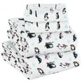 thumbnail image 1 of Sleepdown Twin Sheets - 100% Cotton Flannel Bed Sheets Set with Deep Pockets, Brushed Flannel with Elastic Fitted Sheet Set, Soft & Cozy Sheets - 3 Piece Bedding and Pillowcase set - Penguin, 1 of 6