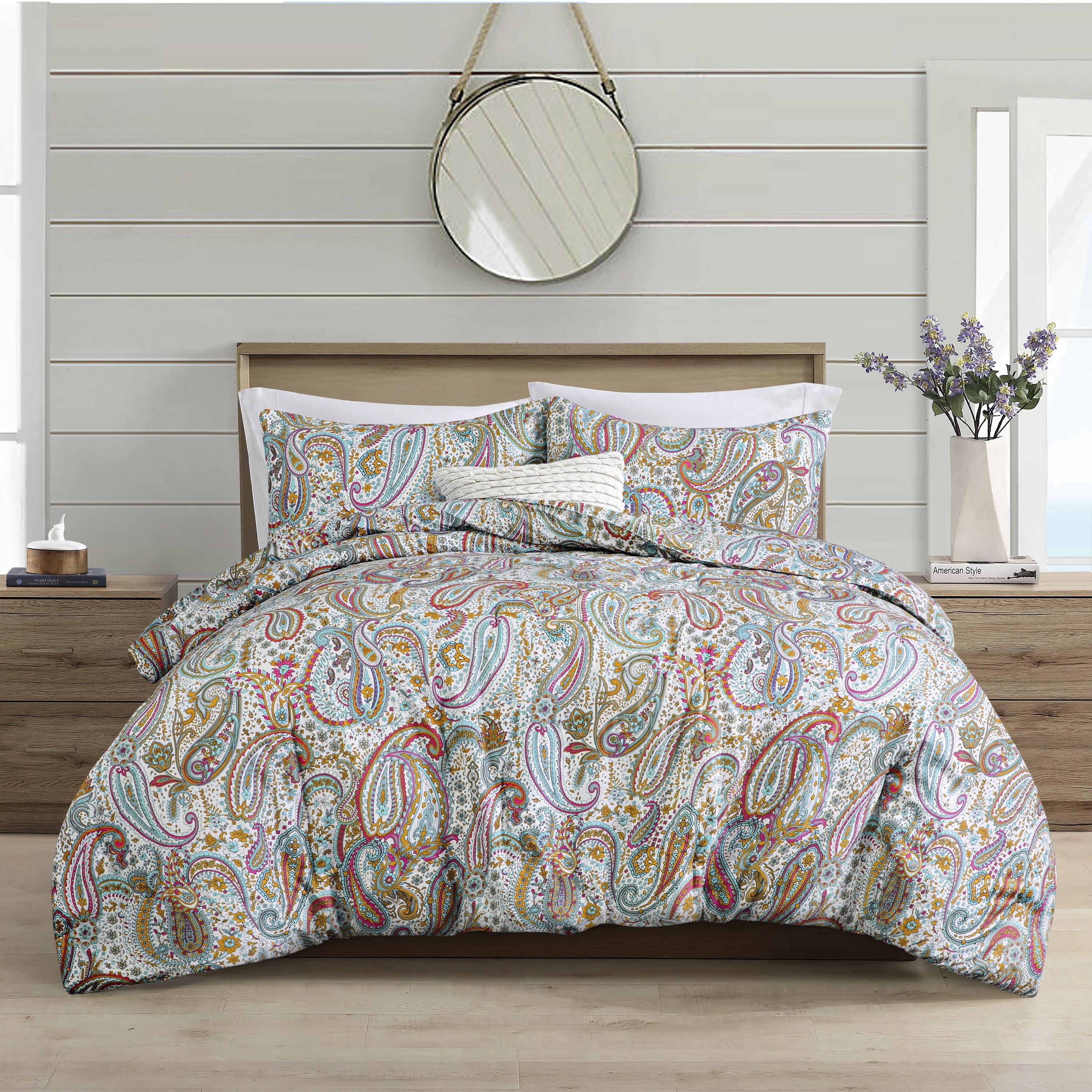 Paisley Reversible Full Microfiber Comforter Set in Multicolor