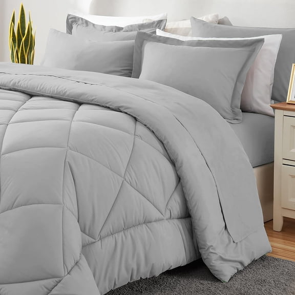Sleepdown Comforter Set 5-Piece Bed in a Bag - Light Grey,Twin