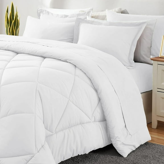 Sleepdown Comforter Set 7-Piece Bed in a Bag - Adult, White, Queen