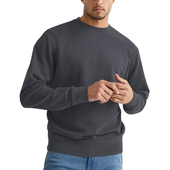 Sleepdown Men's Crewneck Sweatshirt, Soft Midweight Long Sleeve Fleece Sweatshirt for Men, Basic Pullover Mens Sweatshirt - Large, Charcoal