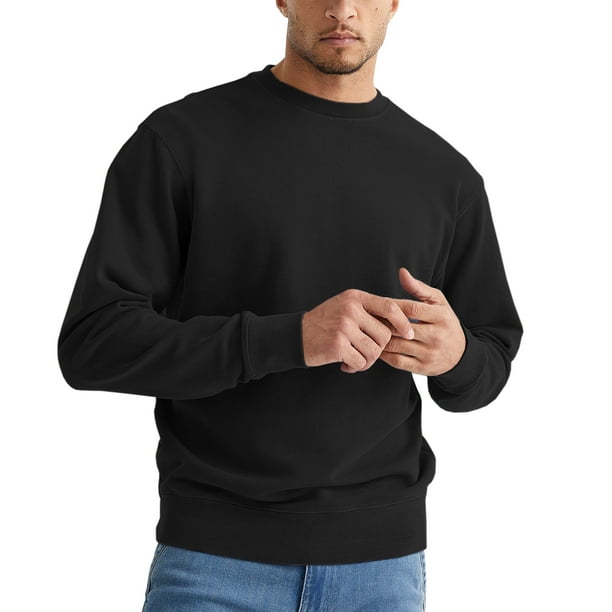 Sleepdown Essentials Mens Sweatshirt Comfortable Soft Crewneck SweatShirt Long Sleeves Adult Pullover Sweatshirts Small Black Walmart Business Supplies