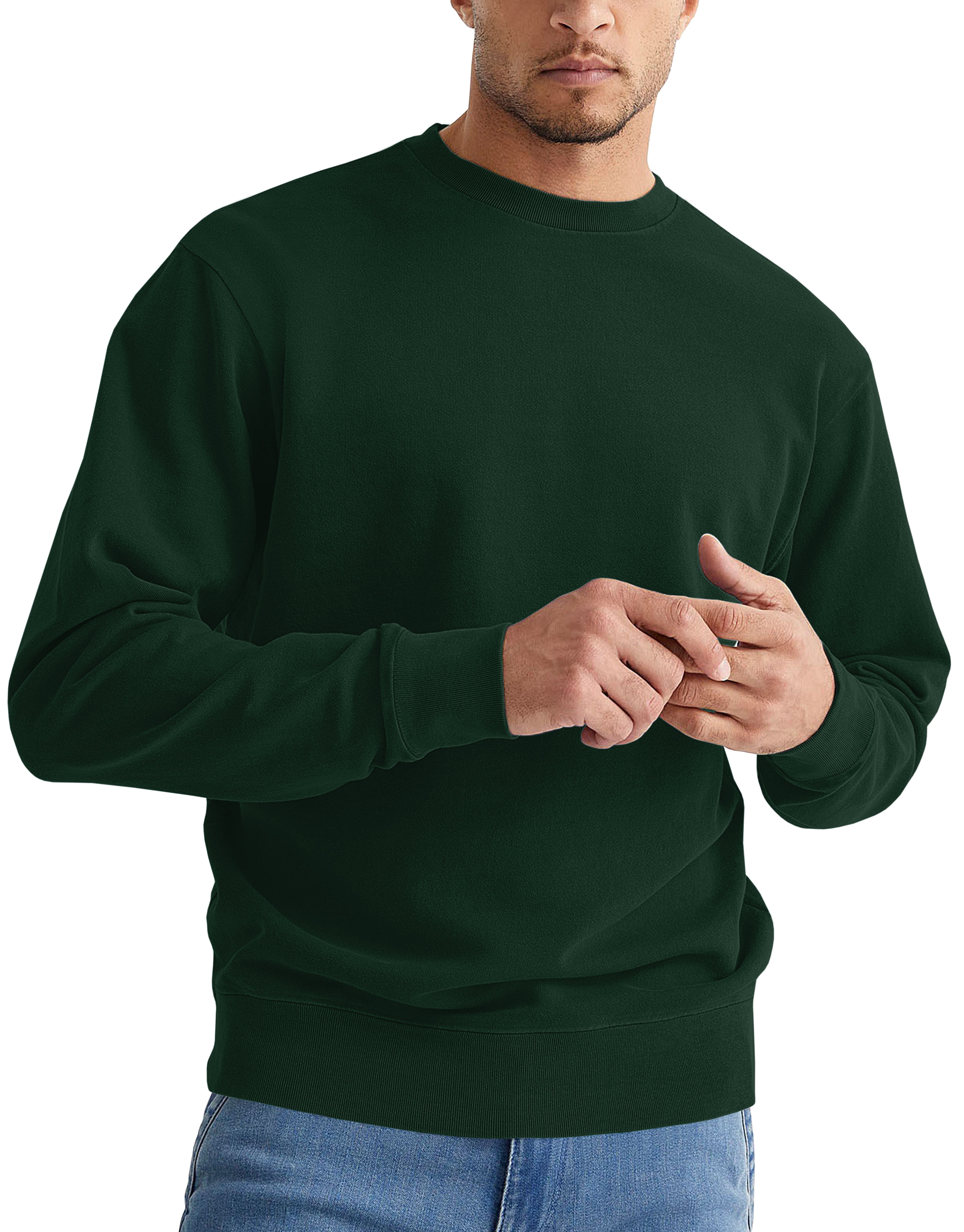 Sleepdown Men's Crewneck Sweatshirt, Soft Midweight Long Sleeve Fleece ...