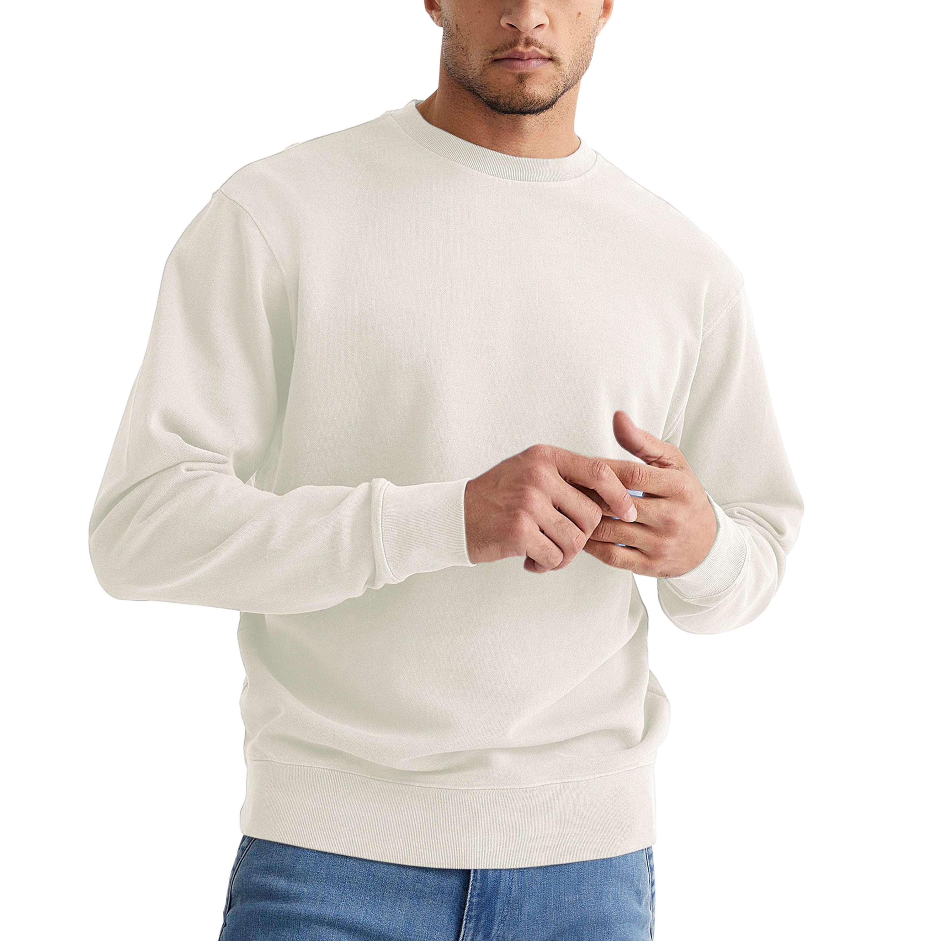 Sleepdown Essentials Mens Sweatshirt Comfortable Soft Crewneck SweatShirt Long Sleeves Adult Pullover Sweatshirts Small Light Steel