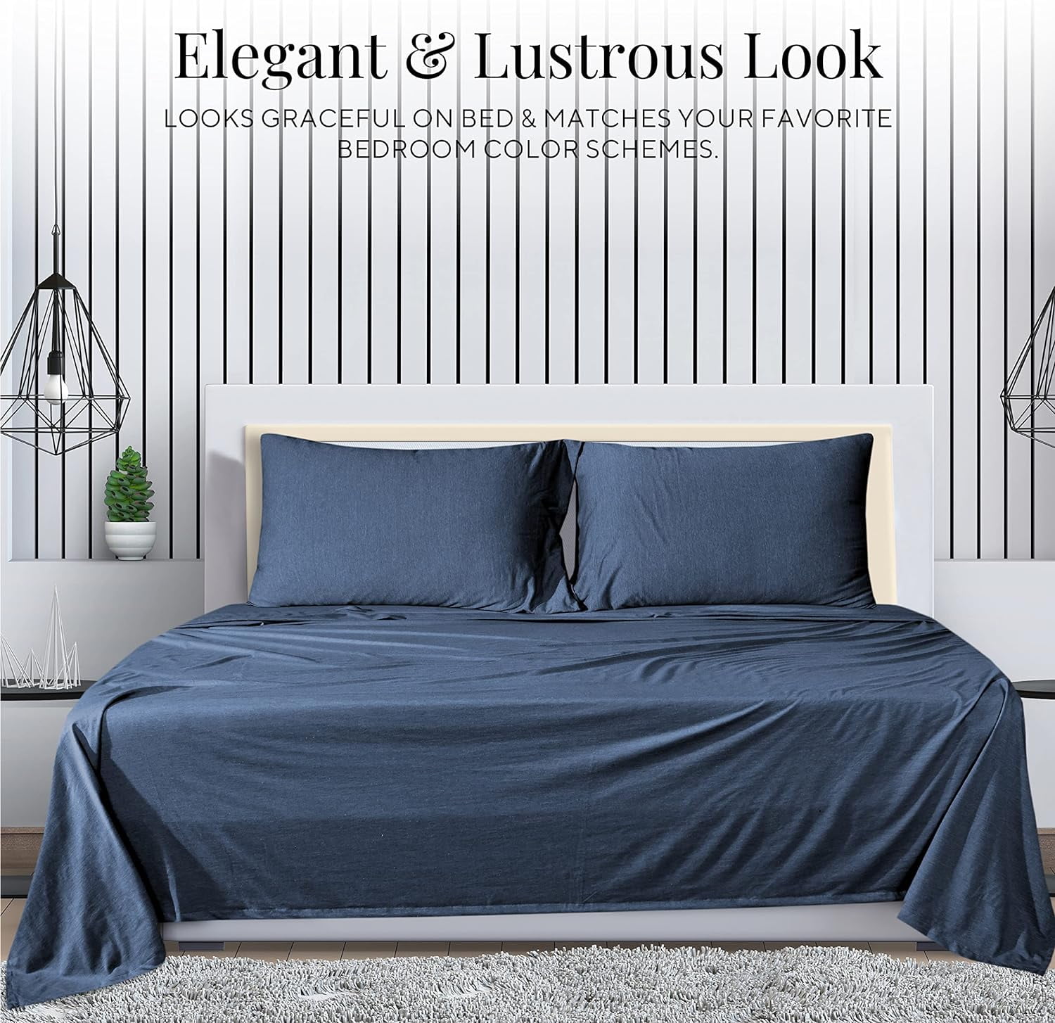 Sleepdown Jersey Knit Twin XL Sheets 3pc100 TShirt Cotton Blend Super Soft Breathable Jersey