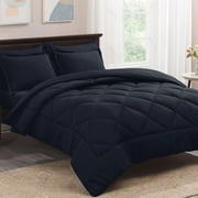 Sleepdown King Size 7 Piece Microfiber Comforter Set for All-Season Comfort | Down Alternative Hotel Bedding Sets, Ultra-Soft King Size Comforter Sets with Sheets Bed In a Bag - Navy