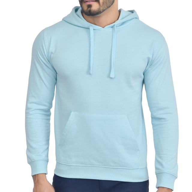 Sleepdown Men’s Fleece Hoodie Long Sleeves Pullover Ribbed Cuff Hoodies for Men's Lightweight & Drawstring Hoodie - Medium, Blue Cove