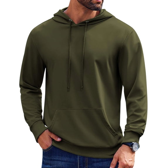 Sleepdown Men’s Pull Over Hoodie, Midweight Fleece Hoodies for Men, Hooded Sweatshirt for Men – Olive, Medium