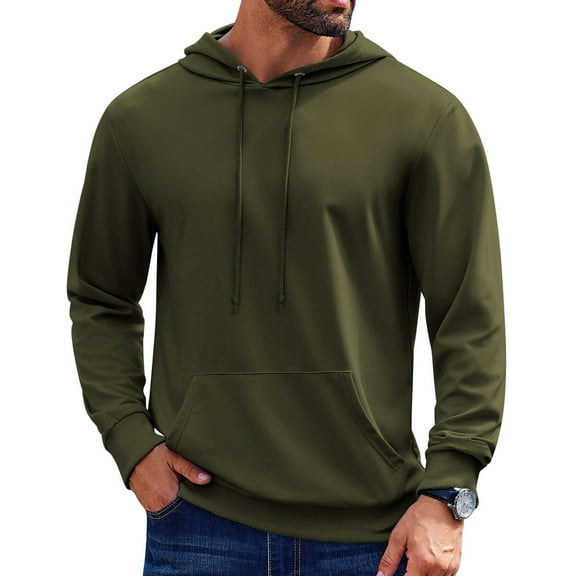 Sleepdown Men’s Pull Over Hoodie, Midweight Fleece Hoodies for Men, Hooded Sweatshirt for Men – Olive, Small