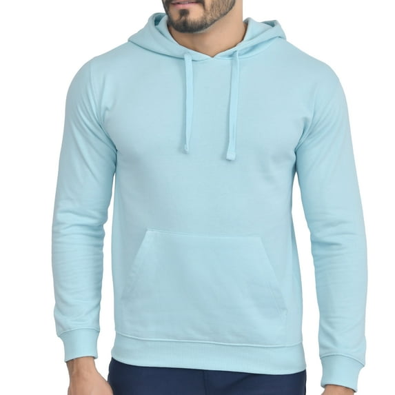Sleepdown Men’s Fleece Hoodie Long Sleeves Pullover Ribbed Cuff Hoodies for Men's Lightweight & Drawstring Hoodie - X Large, Blue Cove