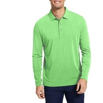 Sleepdown Men's Long Sleeve Cotton Polo Collar Polo Shirt Regular Fit Polo Shirts for Men Solid Pique Polo Shirt - Green - Small