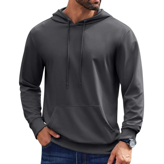 Sleepdown Men’s Pull Over Hoodie, Midweight Fleece Hoodies for Men, Hooded Sweatshirt for Men – Charcoal, X Large