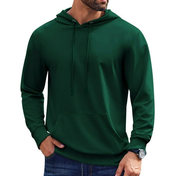 Sleepdown Men’s Pull Over Hoodie, Midweight Fleece Hoodies for Men, Hooded Sweatshirt for Men – Forest Green, Small