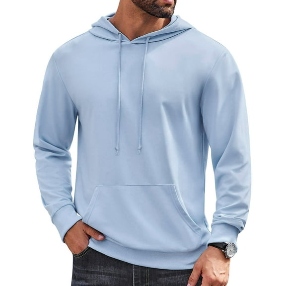 Sleepdown Men’s Pull Over Hoodie, Midweight Fleece Hoodies for Men, Hooded Sweatshirt for Men – Ice Blue, Small