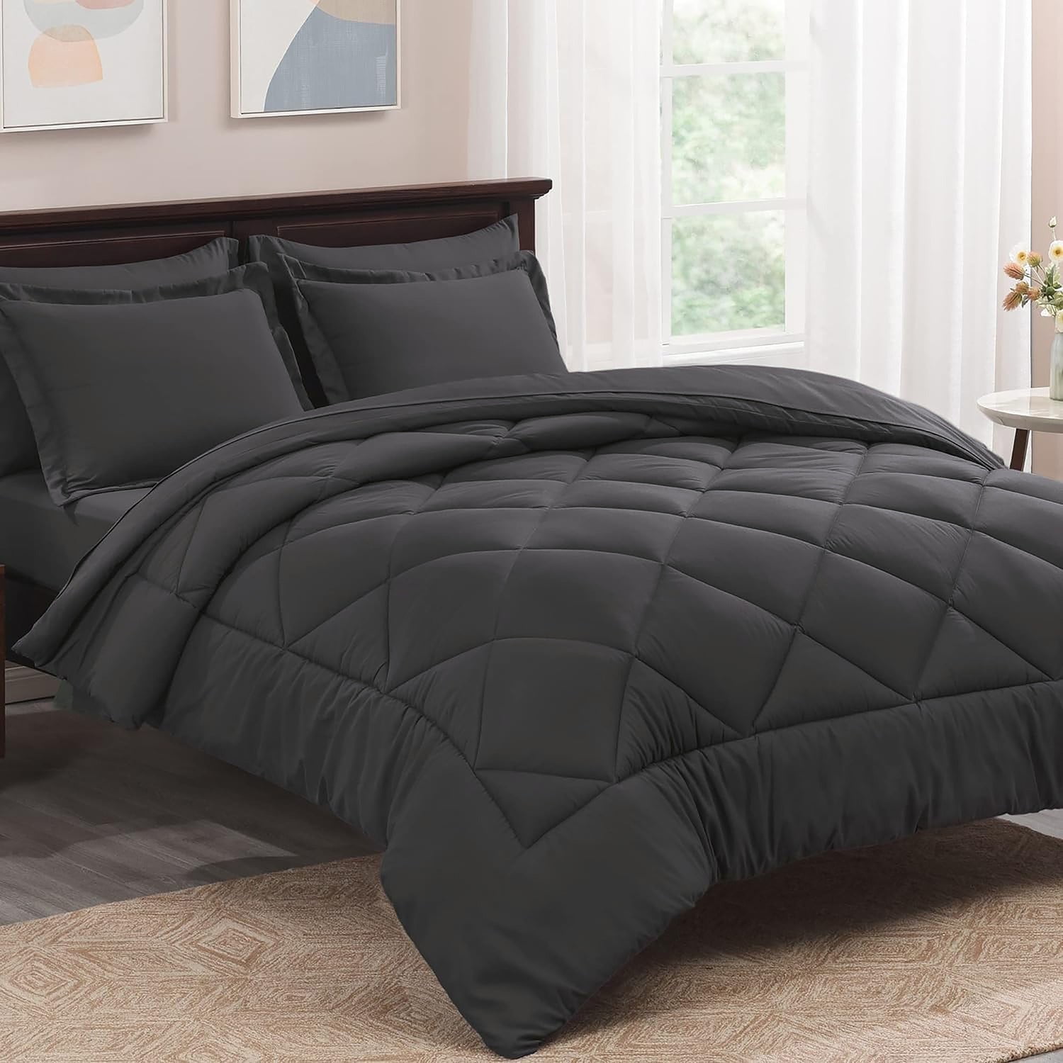 Sleepdown Twin Size 5 Piece Microfiber Comforter Set for AllSeason