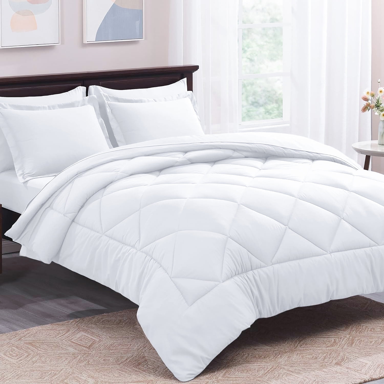 Sleepdown Twin Size 5 Piece Microfiber Comforter Set for AllSeason