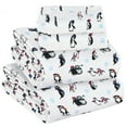 thumbnail image 1 of Sleepdown Twin XL Sheets - 100% Cotton Flannel Bed Sheets Set with Deep Pockets, Brushed Flannel with Elastic Fitted Sheet Set, Soft & Cozy Sheets - 3 Piece Bedding and Pillowcase set - Penguin, 1 of 6