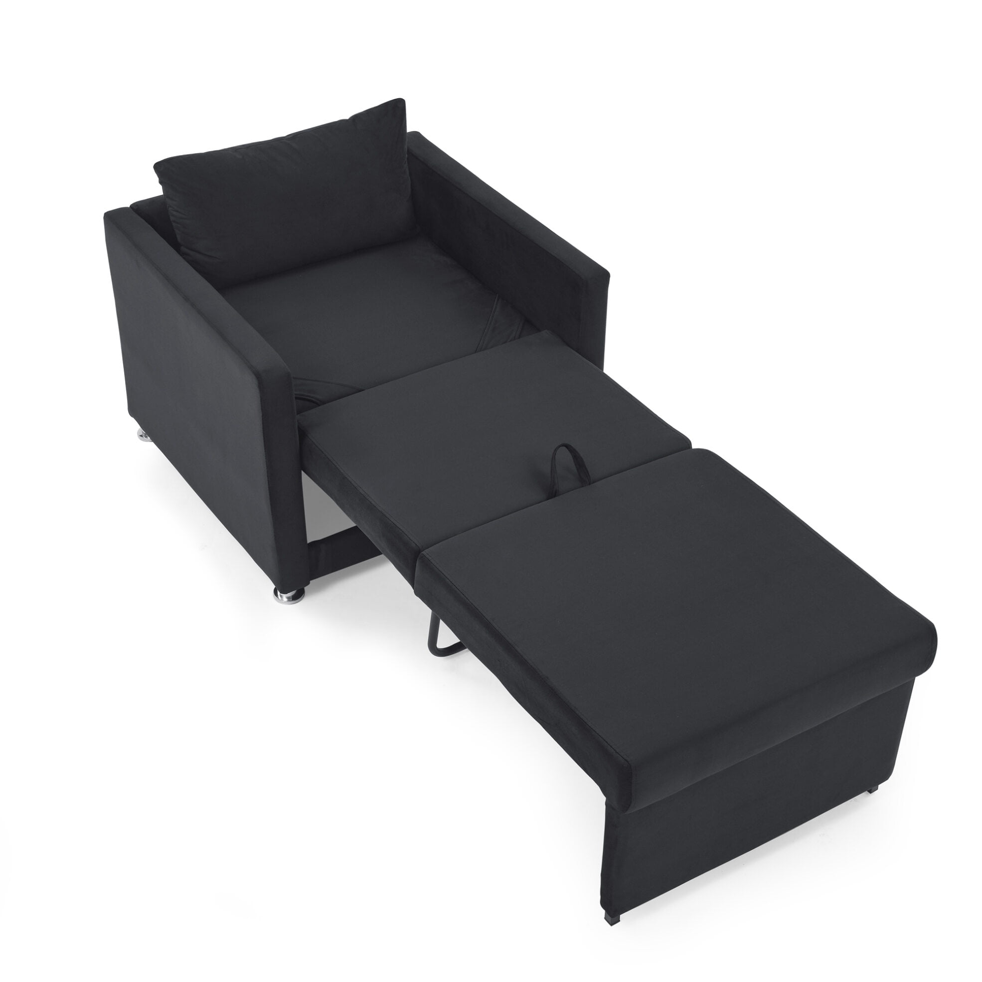 Sleeper Chair 2-in-1, Velvet Convertible Chair Bed with Pull Out Bed ...