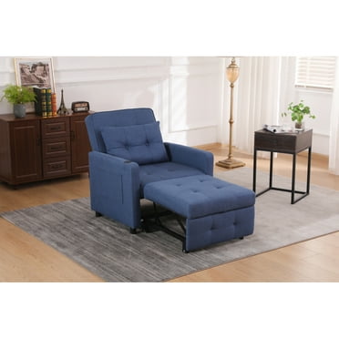 Sleeper Chair 3-in-1 Convertible Chair Bed, Adjustable Pull Out Sofa Bed with USB Ports, Side Pocket, Pillow and Convertible Backrest